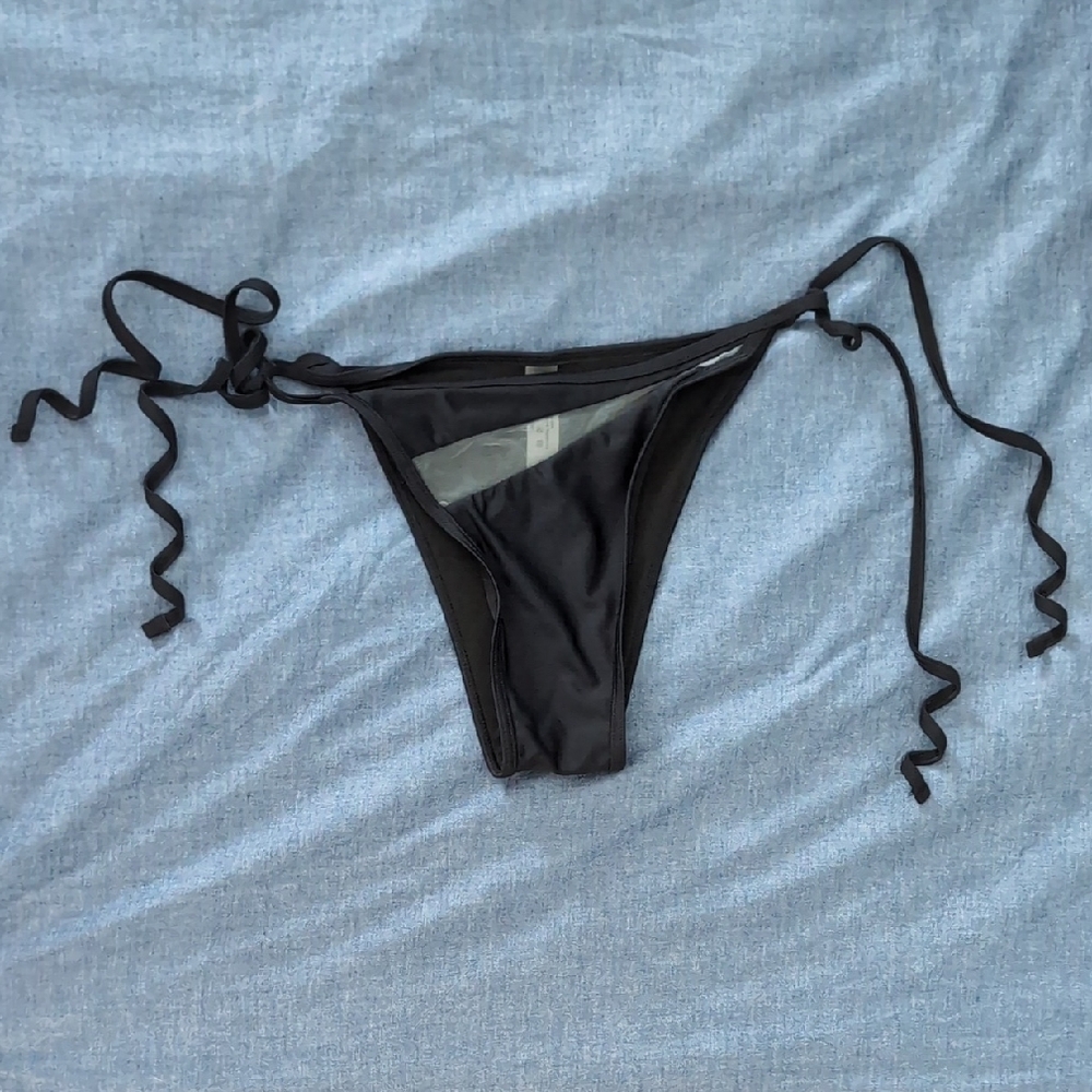 Black Tie-Side Bikini Bottom